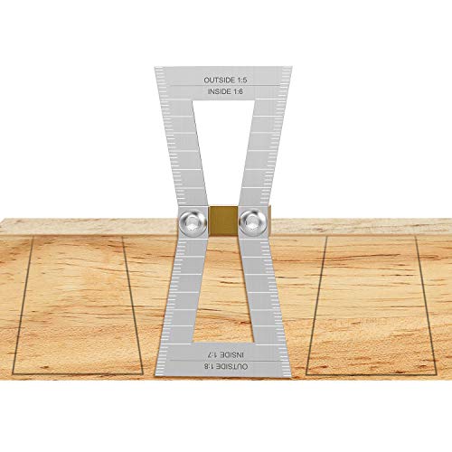 Housolution Dovetail Marker, Stainless Steel Dovetail Jig Guide with Scale, Wood Joints Dovetail Marking Jig Marking Gauge Template Size 1:5-1:6 and 1:7-1:8 for Woodworking - Silver