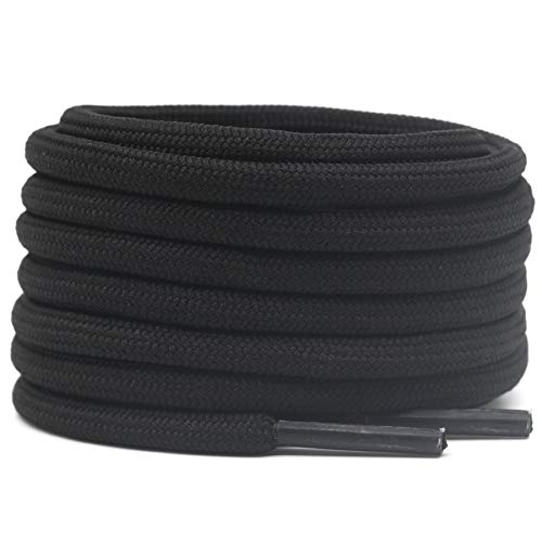 DELELE 2 Pair Round Solid Climbing Shoelaces Black Hiking Shoe Laces Boot Laces 37.40 inch