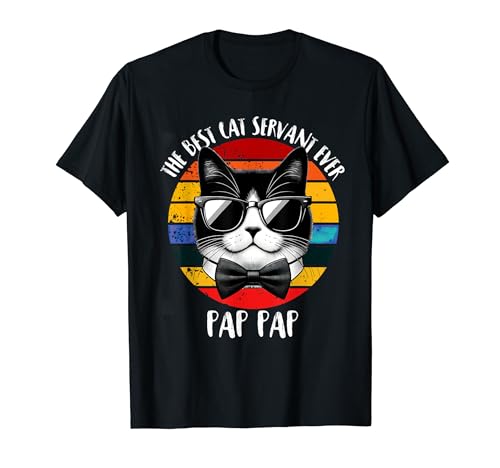 Pap Pap Best Cat Servant Funny Kitty Lover Vintage Sunset T-Shirt