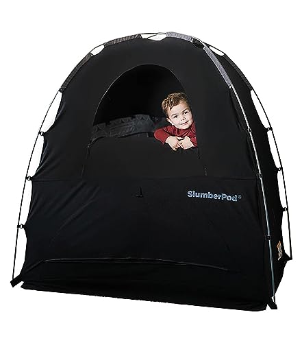 SlumberPod The Original Blackout Sleep Tent Travel Essential for Babies and Toddlers, Mini Crib and Pack N Play Cover, Sleep Pod for Kids with Monitor Pouch and Fan Pouch, Blocks 95%+ Light, Black