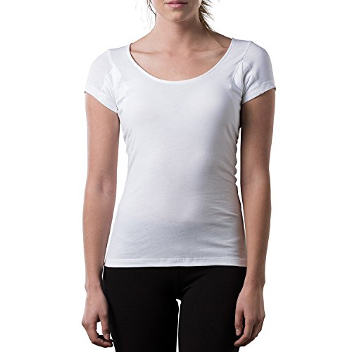 Women's Sweat Proof Undershirt – Original Fit Scoop Neck, White, Small