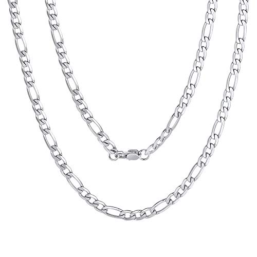 Figaro Chain Necklace 18 inch 4mm Stainless Steel Figaro Link Chain for Men Women