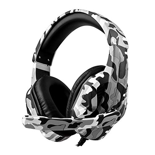 Mobile Game Headphones PS4 Gamepad Eating Chicken Game Headphones Camouflage Graphics Headset with Microphone Headset Subwoofer Headset-Camouflage_White