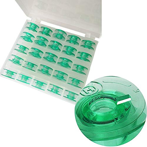 CKPSMS Brand -Water Colored Bobbins with Thread Hole Compatible with Husqvarna Viking #4123078-GS,4131825-45,4125615-45 (25PCS/Box Green bobbins)