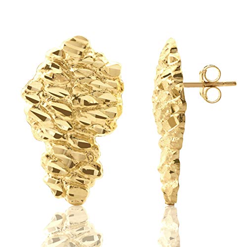LoveBling 10K Yellow Gold Nugget Earrings (1.03' x 0.61')