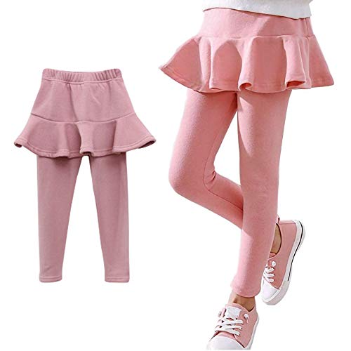 Ehdching Toddler Girls Footless Leggings with Ruffle Tutu Skirt Fleece Lined Warm Thick Pantskirt Pants Tights