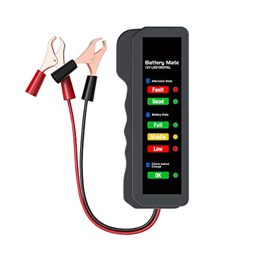 12V Car Battery Tester, BM310 Automotive Digital Alternator Charging System Analyzer with LED Indication, Check Vehicle Battery Condition Detector, Universal for Car, Motorcycle, Truck