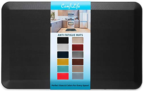 ComfiLife Anti Fatigue Floor Mat – 3/4 Inch Thick Perfect Kitchen Mat, Standing Desk Mat – Comfort at Home, Office, Garage – Durable – Stain Resistant – Non-Slip Bottom (20' x 32', Black)