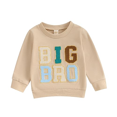 Twopumpkin Toddler Baby Boy Big Brother Sweatshirt Crewneck Shirt Fall Winter Clothes Little Sis Bro Matching Outfits (BIG Bro Sweatshirts, 4-5 Years)