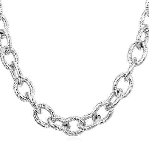 U7 Chunky Necklace Chain Stainless Steel 13mm Big Circle Chain Cable Rolo Chain Necklace for Men Rapper Choker 18 Inch