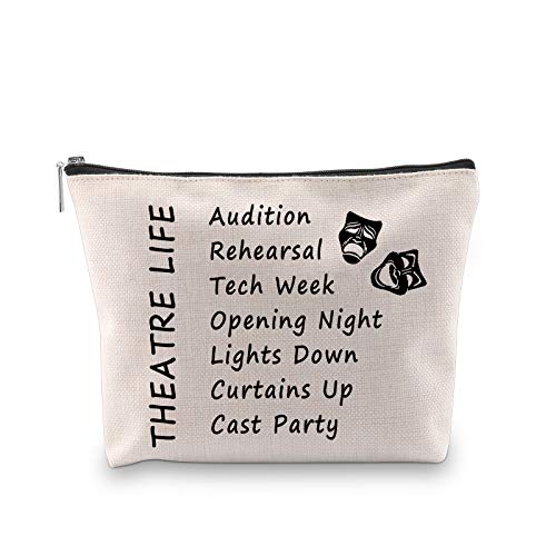 PXTIDY Theatre Life makeup Bag Drama Theater Gifts Comedy Tragedy Mask Theatre Drama Bag Drama Actor Actress Gifts Pouch(beige)