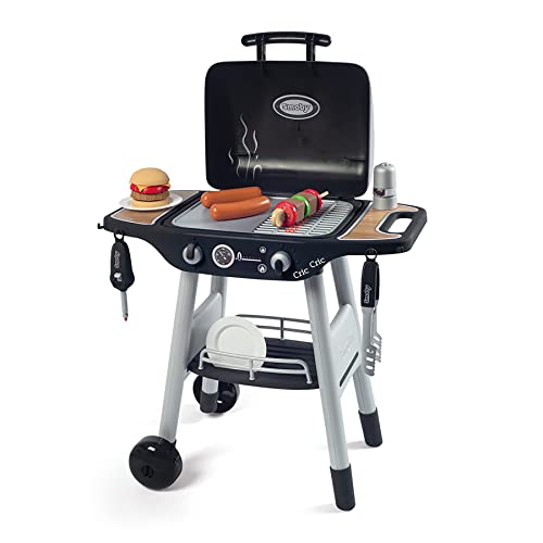 Smoby: Roleplay BBQ Plancha Grill with 16-Piece Accessory Set, Black Playset, 19.69 x 14.57 x 28.43 inches, Turn The Button and See Flames Appear, for Ages 3 and up