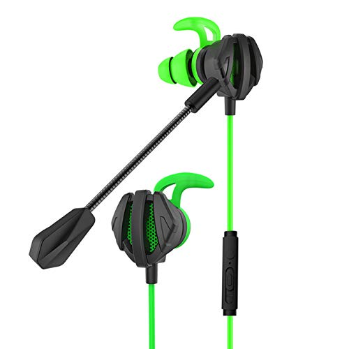 DishyKooker Gaming Earbuds with Mic Gaming Earphones Earphones in-Ear Headset Stereo Sound Headphone& 3.5MM PC Gaming Accessories G6 Green
