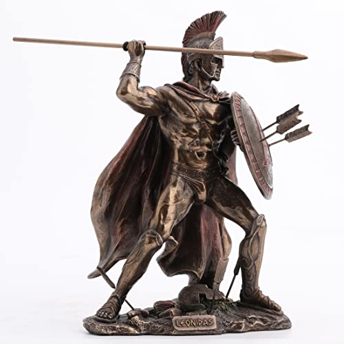 Veronese Design 8.5' Tall King Leonidas Greek Warrior of Sparta Cold Cast Bronzed Resin Sculpture Statue