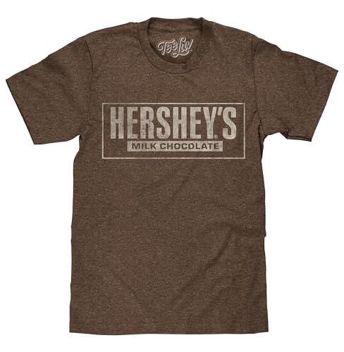 Tee Luv Men's Faded Hershey's T-Shirt - Hersheys Milk Chocolate Logo Shirt, Brown Heather, XL