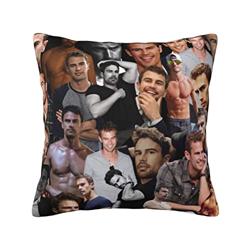 FOIDL Theo James Collage Throw Pillow Covers Soft Square Pillowcases for Decorative Home Party Decor Bed Couch Car 18' X 18'