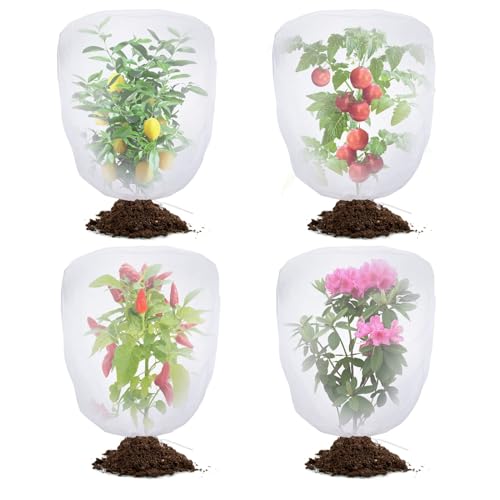 Bird Netting for Garden Protection - 4 PACK Garden Netting Pest Barrier with Drawstring,3.3Ft x 2.7Ft Mosquito Net Tomato Protective Cover Garden Plant Netting for cicadas Vegetables blueberry bushes