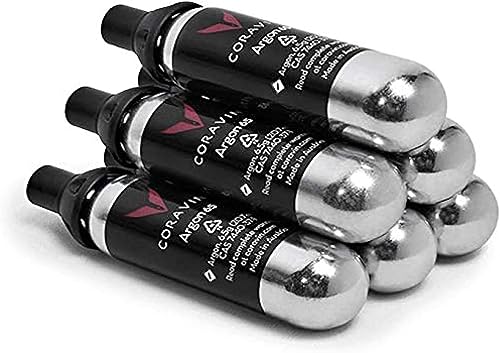 Coravin Pure Argon Capsules - 6 Pack - Preserve Wine for Years - For Coravin Timeless and Pivot Preservation System - Wine Gas Cartridges - For Red Wines, White Wines & More - Coravin Gas Capsules