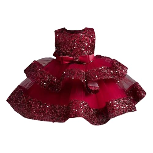 Baby Girl Pageant Dress Sequins Dress Toddler Flower Wedding Birthday Gown Dresses 12 Months 5 Years (A1-Red, 3-4 Years)