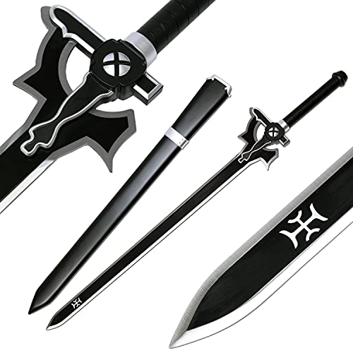 Cosplay Anime SAO Swords,Sword Art Online Kirito Sword Set Elucidator/Dark Repulsor，Carbon Steel Blade，Hand Forged Multi-Style Exquisite Version (Elucidator)