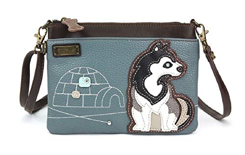 Blue Husky Dog Mini Crossbody Handbag