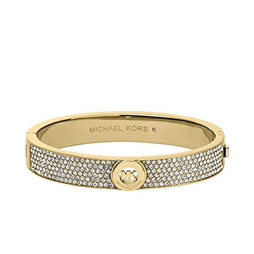 Michael Kors Stainless Steel and Pavé Crystal Bangle Bracelet for Women, Color: Gold (Model: MKJ3998710)