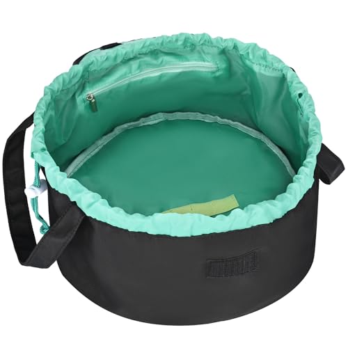 PICNICCC Large Barrel Drawstring Makeup Bag Travel Cosmetic Bag for Women with Brush Holder & Cosmetic Pouch
