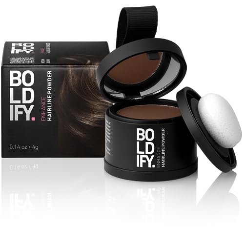 BOLDIFY Hairline Powder Instantly Conceals Hair Loss, Root Touch Up Hair Powder, Hair Toppers for Women & Men, Hair Fibers for Thinning Hair, Root Cover Up, Stain-Proof 48 Hour Formula (Medium Brown)