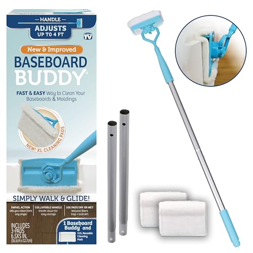 Baseboard Buddy – Baseboard & Molding Cleaning Tool! includes 1 Baseboard Buddy and 3 Reusable Cleaning Pads, As Seen on TV