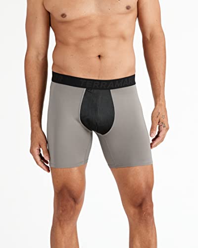Terramar Men's Standard Wind Boxer Brief 6 Inch, Grey