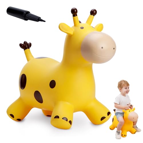 Babe Fairy Giraffe Bouncy Horse Hopper Toys for Kids, Animals Jumping Inflatable Ride on Bouncer Hopping Gifts for Toddlers Boys Girls 18 Months 2 3 4 5 6 Years Old