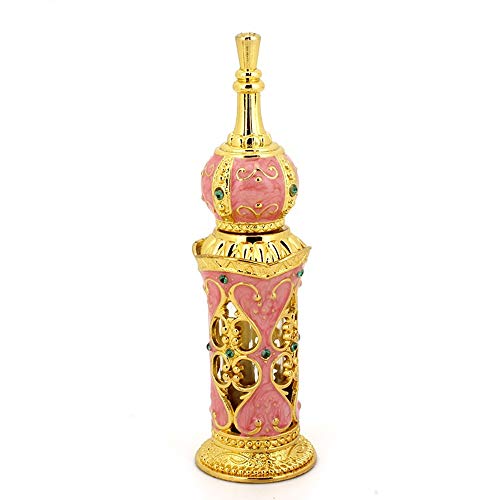 12ML Essence Bottle Empty Bottle Refillable Fancy Vintage Perfume Bottle Arab Dubai Encounters Flower Essence Bottle (Pink)