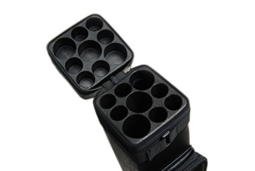 HAN'S DELTA 3B6S Hard 3x6 Pool Cue Case - Billiard Stick Carrying Case - 3 Butt 6 Shaft, (Several Colors Available) (Black)