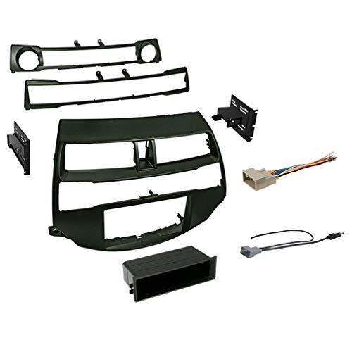 Double DIN Dash Kit for 2008-2012 Accord with Antenna Adapter & Harness… (Dark Metallic) | Compatible with All Trim Levels