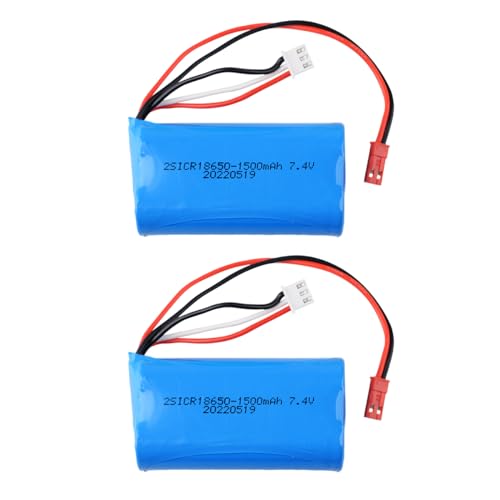 2 pcs 7.4V 1500Mah 15C JST Plug li-on Battery for HUANQI 957 948 848 Double Horse 9101 9053 MJX F45 T23 T55（Old Version） RC Car Helicopter Boat etc