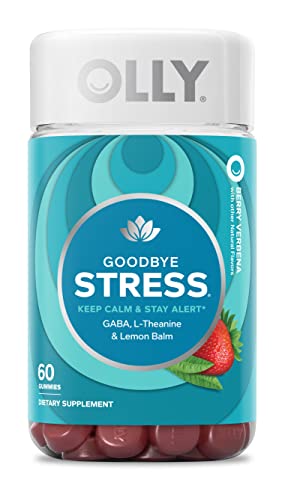OLLY Goodbye Stress Gummy, GABA, L-Theanine, Lemon Balm, Stress Relief Supplement, Berry - 60 Count