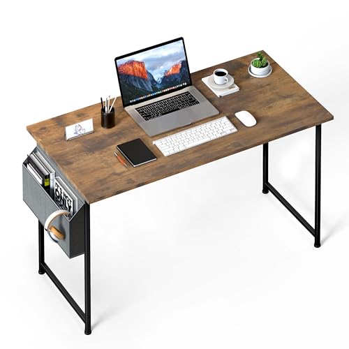 HealSmart 40/47 Inch Home Office Writing Small Desk, Modern Simple Style PC Table with Storage Bag, Brown/47 inch