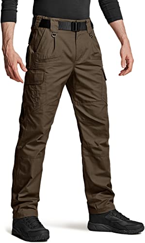 CQR Men's Tactical Pants, Water Resistant Ripstop Cargo Pants, Lightweight EDC Work Hiking Pants, Outdoor Apparel, Duratex Ripstop Tundra, 40W x 34L