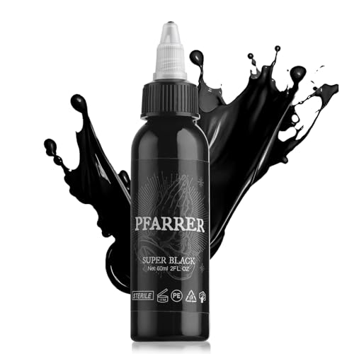 PFARRER Tattoo Ink Black Professional 2oz(60ml) Vegan-Friendly USA Standard Pigment Ink Supplies True Black TI7003-60-001