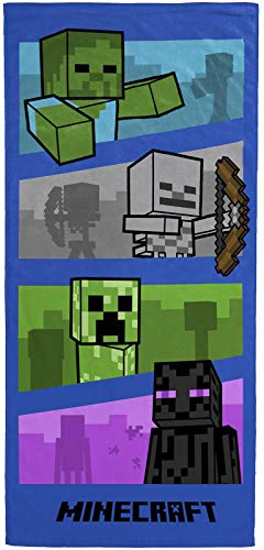 Jay Franco Minecraft Adventure is an Attitude Gamer Bath/Pool/Beach Towel - Super Soft & Absorbent Fade Resistant Cotton Towel, Measures 28 x 58 inches (Official Minecraft Product)