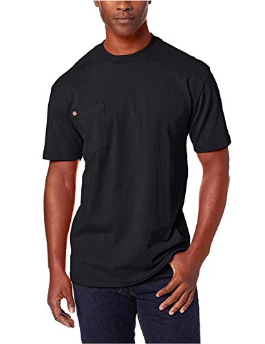 Dickies mens Heavyweight Crew Neck Short Sleeve Tee Henley Shirt, Black, Large US