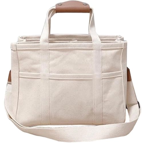 HICARRY Large Capacity Canvas Tote Bag Durable Multi Pocket Casual Crossbody bag Practical Shoulder Bag with Compartments