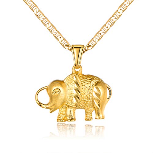 Barzel 18K Gold Plated Elephant Necklace with Flat Marina Chain – Made in Brazil (24.00)