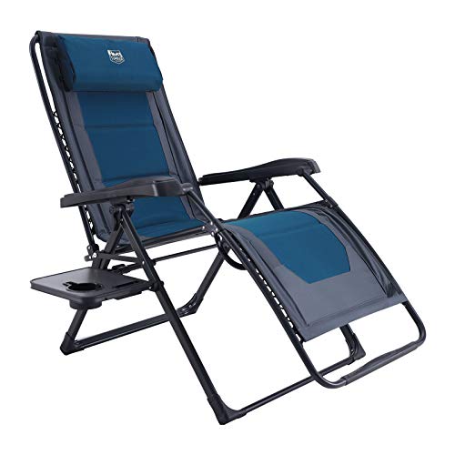 TIMBER RIDGE Zero Gravity polyester Chair Oversized Recliner 350lbs Capacity Patio Lounge Chair Padded Lawn Chair with Headrest XXL for Outdoor, Camping, Patio, Lawn, Blue