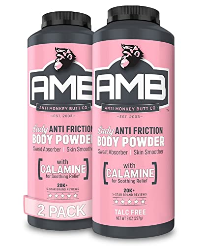 Anti Monkey Butt, Lady's Body Powder with Calamine, Prevents Chafing and Absorbs Sweat, Talc Free, 8 oz (2 Pack)