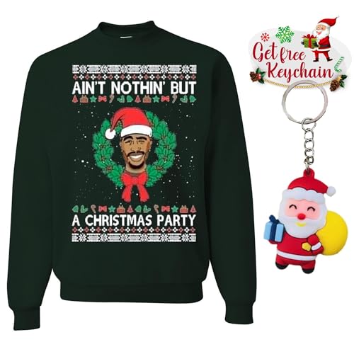 wild custom apparel Aint Nothin But A Christmas Party Christmas Crewneck Sweatshirt, Forest Green, X-Large