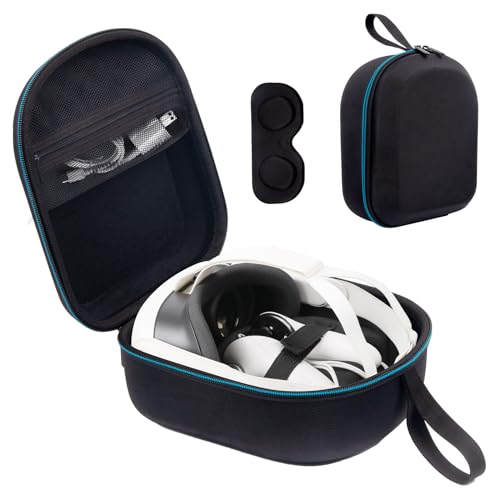 XINGFUDAO Case for Meta Quest 3 VR Headset & Gaming Console, Meta Quest 3 Carrying Case with Customized Storage Spaces, Waterproof Shockproof Portable Bag with Mesh Pocket for Meta Accessories