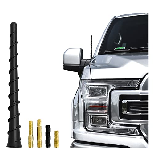 Black Spiral Car Antenna, 7' Universal Car Radio Rubber Antenna, Waterproof Flexible Antenna Replacement Widely Compatible with Most Cars, Trucks, and SUVs (Black-1)