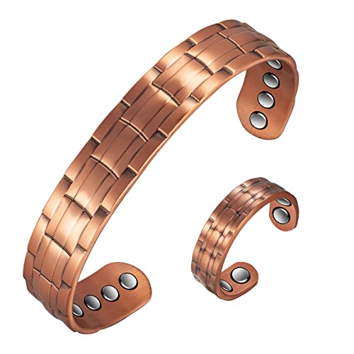 EnerMagiX Copper Bracelets for Men for Arthritis and Joint, Adjustable Suit Copper Bracelet Copper Ring, Men's Fashion Copper Jewelry