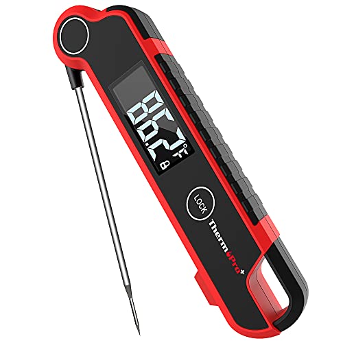 ThermoPro TP620 Instant Read Meat Thermometer Digital, Cooking Thermometer with Large Auto-Rotating LCD Display, Waterproof Food Thermometer Digital for Kitchen, BBQ, or Grill